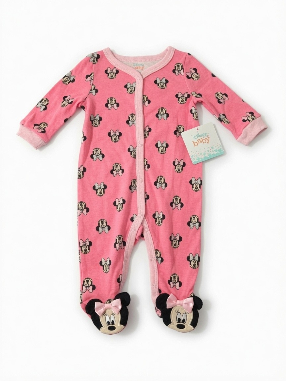Disney Baby Minnie Mouse Footed Sleeper Pink NWT Newborn 0 to 3 Months